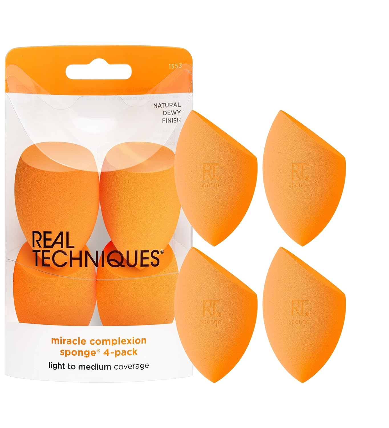 Real Techniques Miracle Complexion Sünger Seti 4'lü Paket, Sıvı Krem Makyaj İçin Makyaj Blender Süngeri, Yapılabilir Kaplama, Doğal Baz İçin Fondöten Süngeri, Hediye Seti, Lateks İçermeyen Köpük