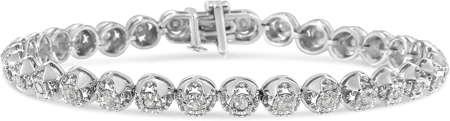 Original Classics .925 Sterling Silver 1.0 Cttw Miracle Plate 7 Diamond Bracelet (I-J Color, I3 Clarity) · v4