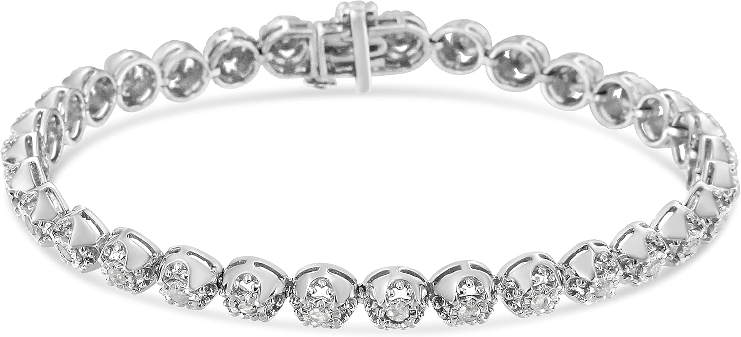 Original Classics .925 Sterling Silver 1.0 Cttw Miracle Plate 7 Diamond Bracelet (I-J Color, I3 Clarity) · v4