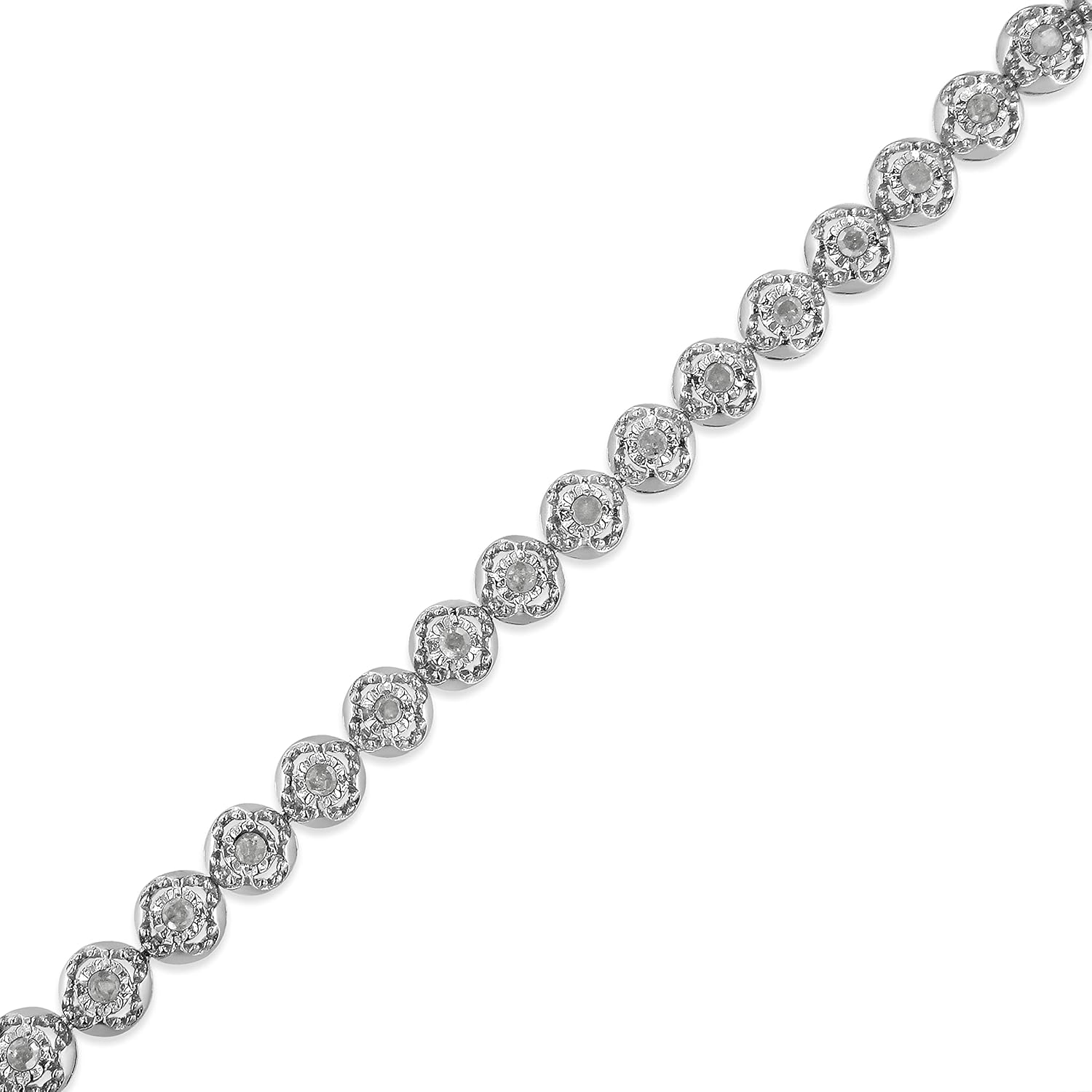 Original Classics .925 Sterling Silver 1.0 Cttw Miracle Plate 7 Diamond Bracelet (I-J Color, I3 Clarity) · v4