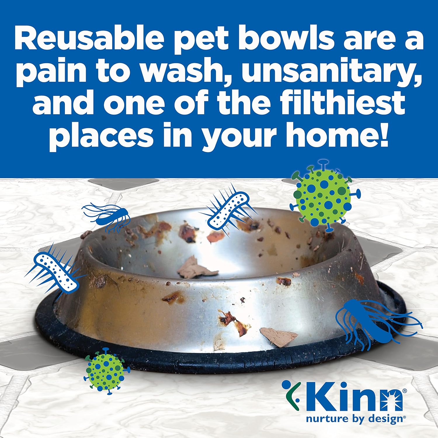 Bols à nourriture jetables Kinn Kleanbowl pour chiens, 32 oz (lot de 50) - Recharges Frame System, bols de nourriture compostables pour chats, étanches pour l'alimentation des animaux de compagnie