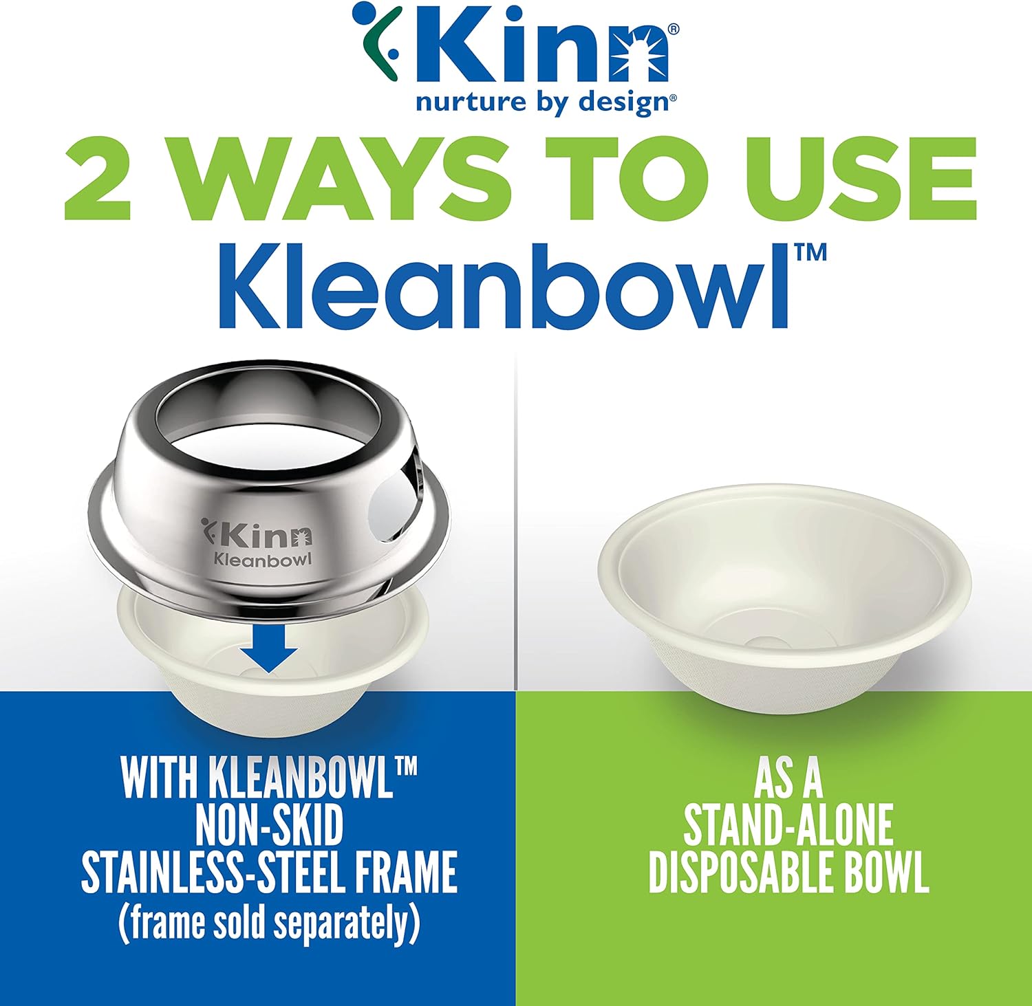 Bols à nourriture jetables Kinn Kleanbowl pour chiens, 32 oz (lot de 50) - Recharges Frame System, bols de nourriture compostables pour chats, étanches pour l'alimentation des animaux de compagnie
