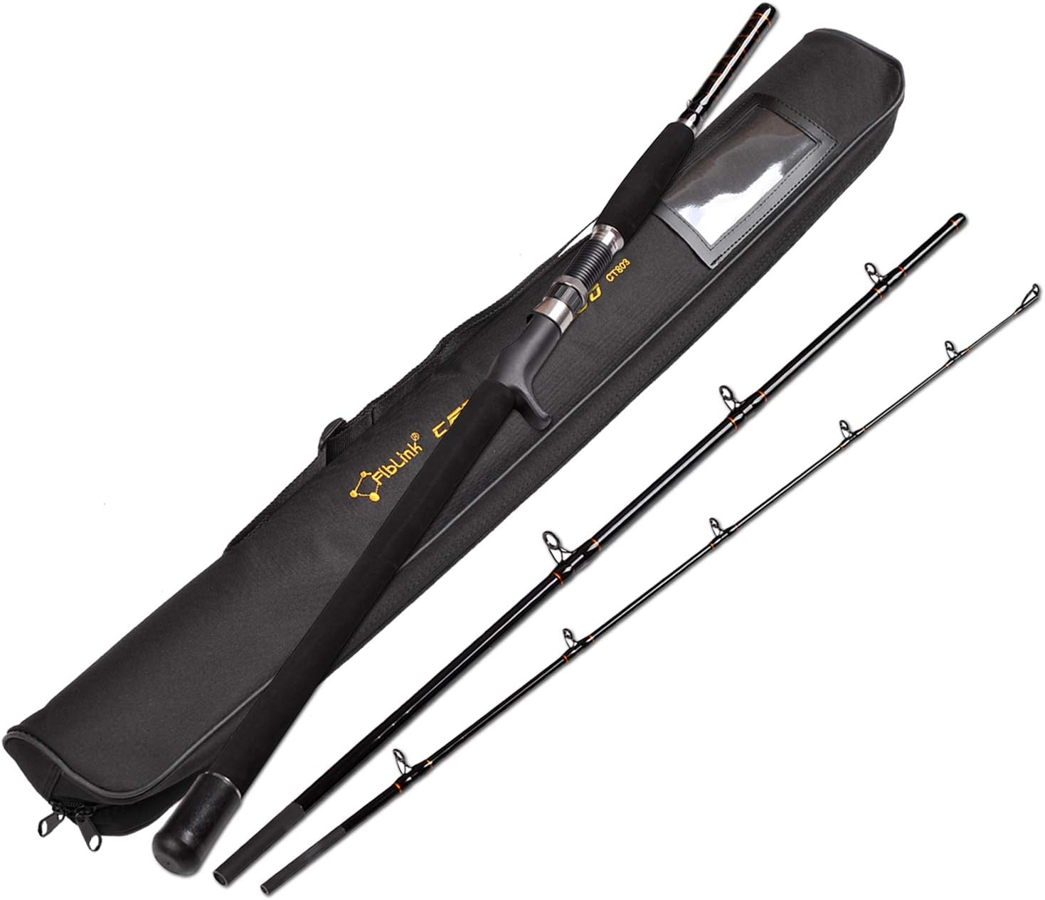 Portable Saltwater Offshore Heavy 3-Piece Travel Graphite Baitcasting Fishing Poles Casting Boat Jigging Trolling Conventional Rods with Rod Case Bag (6/7'/8') · v3