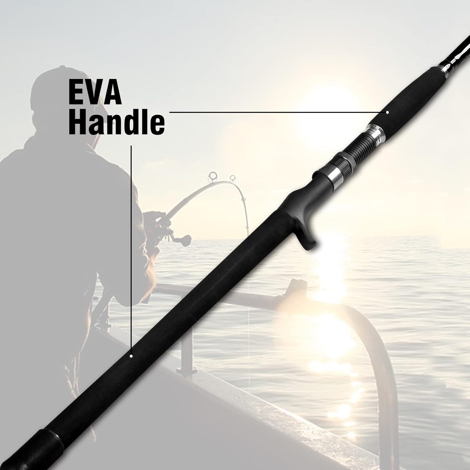 Portable Saltwater Offshore Heavy 3-Piece Travel Graphite Baitcasting Fishing Poles Casting Boat Jigging Trolling Conventional Rods with Rod Case Bag (6/7'/8') · v3