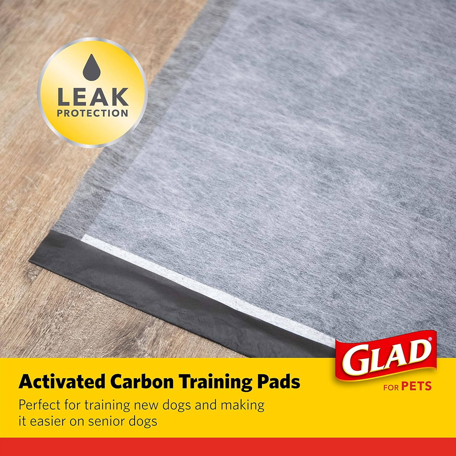 Glad for Pets Black Charcoal Puppy Pads - Super Absorbent Disposable Dog Pee Pads, Potty Training Pads, and Pet Supplies - Dog Pee Pads for Crate Training and Indoor Use 23 x 23" - 100 Count