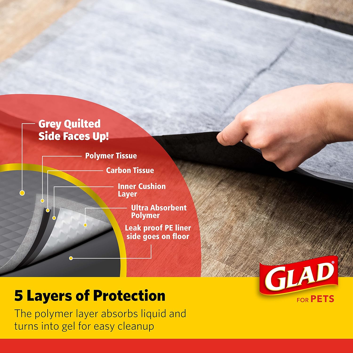 Glad for Pets Black Charcoal Puppy Pads - Super Absorbent Disposable Dog Pee Pads, Potty Training Pads, and Pet Supplies - Dog Pee Pads for Crate Training and Indoor Use 23 x 23" - 100 Count