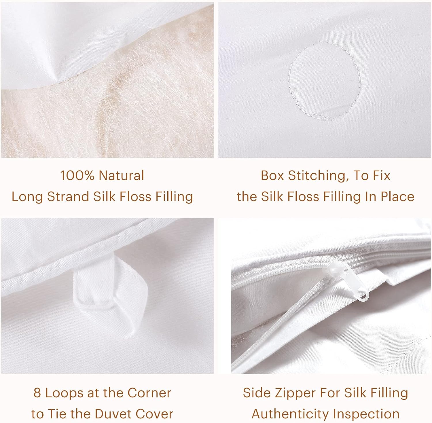 LilySilk All Season Silk Comforter/Duvet/Quilt, 100% Long Strand Silk Floss Filling with 100% Cotton Cover, Breathable and Warm Queen(87x90 Inch,Silk Weight:1.75kg) · v5