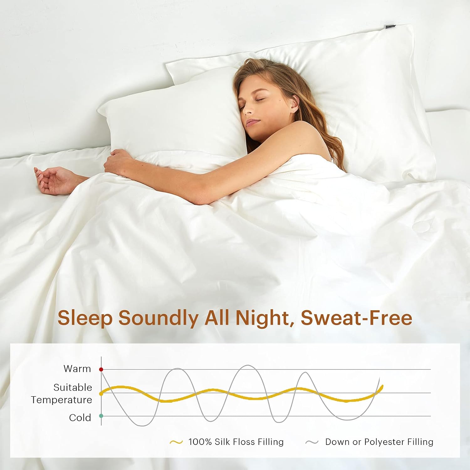 LilySilk All Season Silk Comforter/Duvet/Quilt, 100% Long Strand Silk Floss Filling with 100% Cotton Cover, Breathable and Warm Queen(87x90 Inch,Silk Weight:1.75kg) · v5