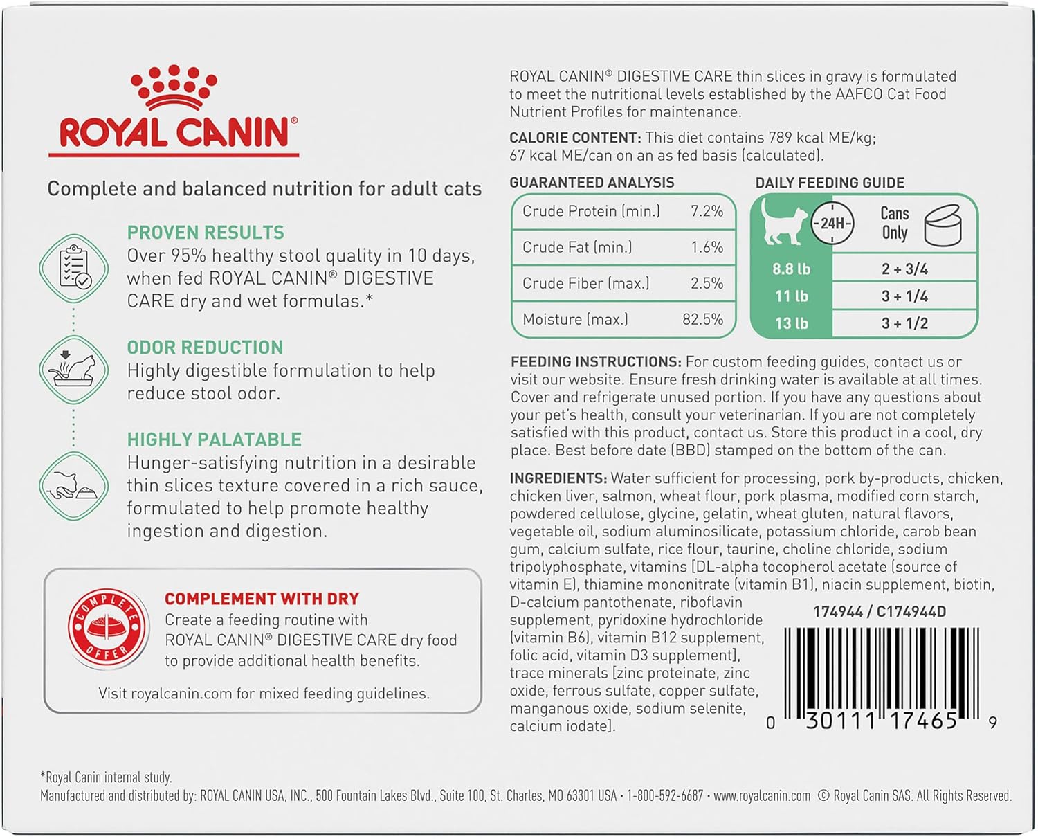 Nourriture humide pour chats Royal Canin Digestive Care Thin Slices in Gravy, 3 onces (lot de 6) — L'emballage peut varier