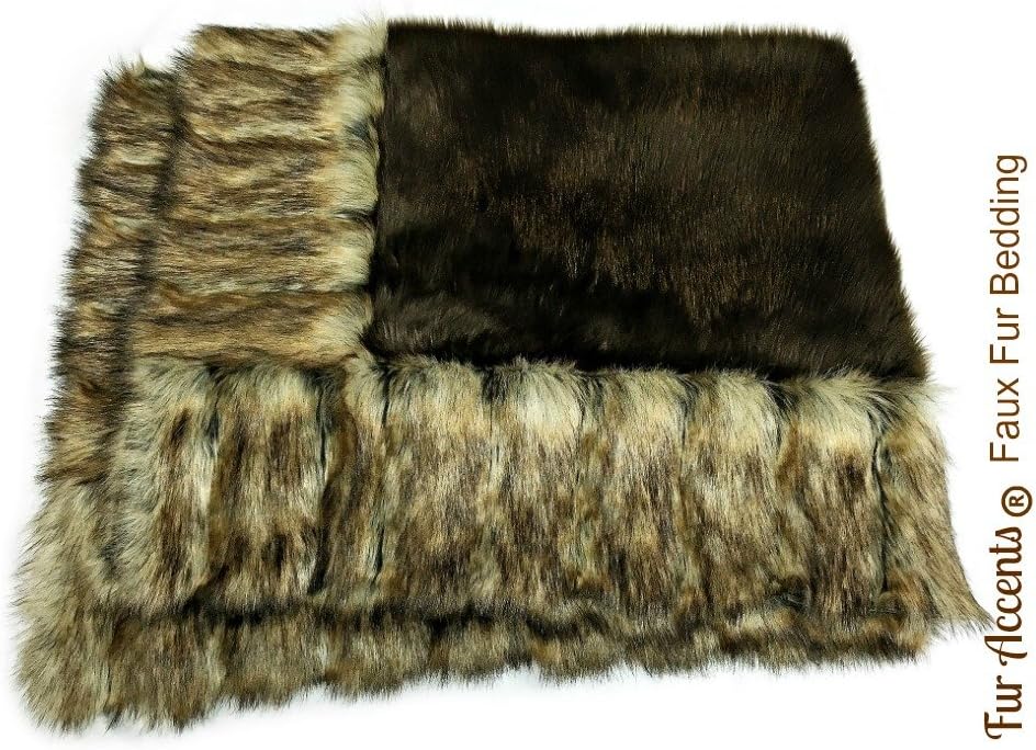 ผ้าห่มขนสุนัขจิ้งจอกสีน้ำตาลขอบหยักแบบนุ่มพิเศษ Fur Accents - ขนเทียมสุดหรู - ผ้าคลุมเตียง - บุขนมิงกี้ - Designer Throws USA (5x6 ฟุต)