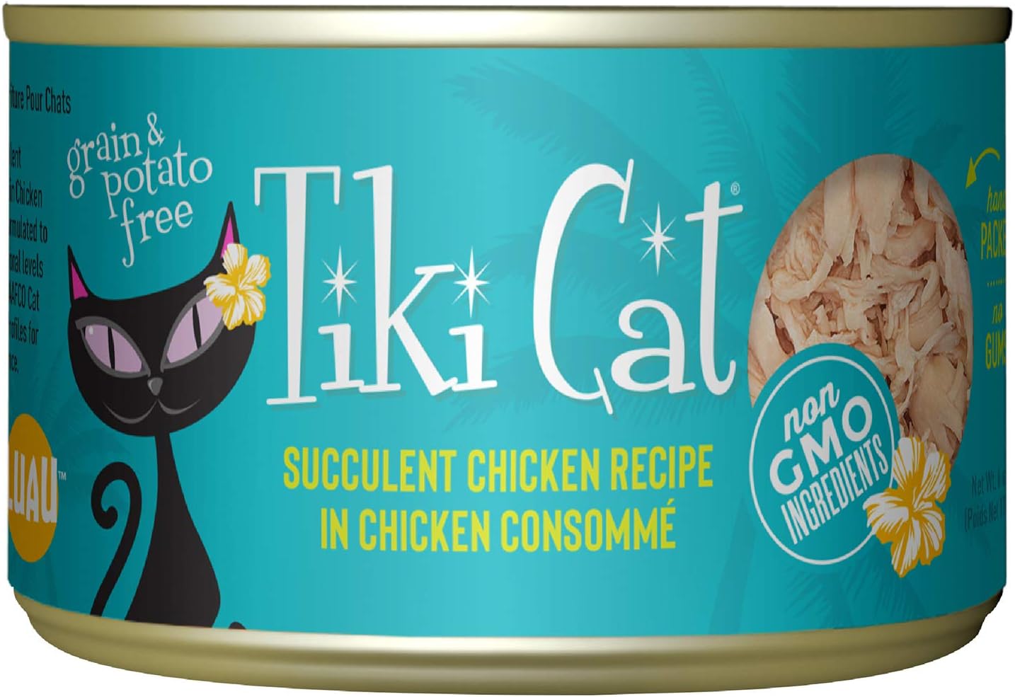 Nourriture humide Tiki Cat Luau, sans céréales et faible en glucides, à base de volaille ou de poisson, pour chats adultes et chatons, 6 oz, paquet de 8, poulet