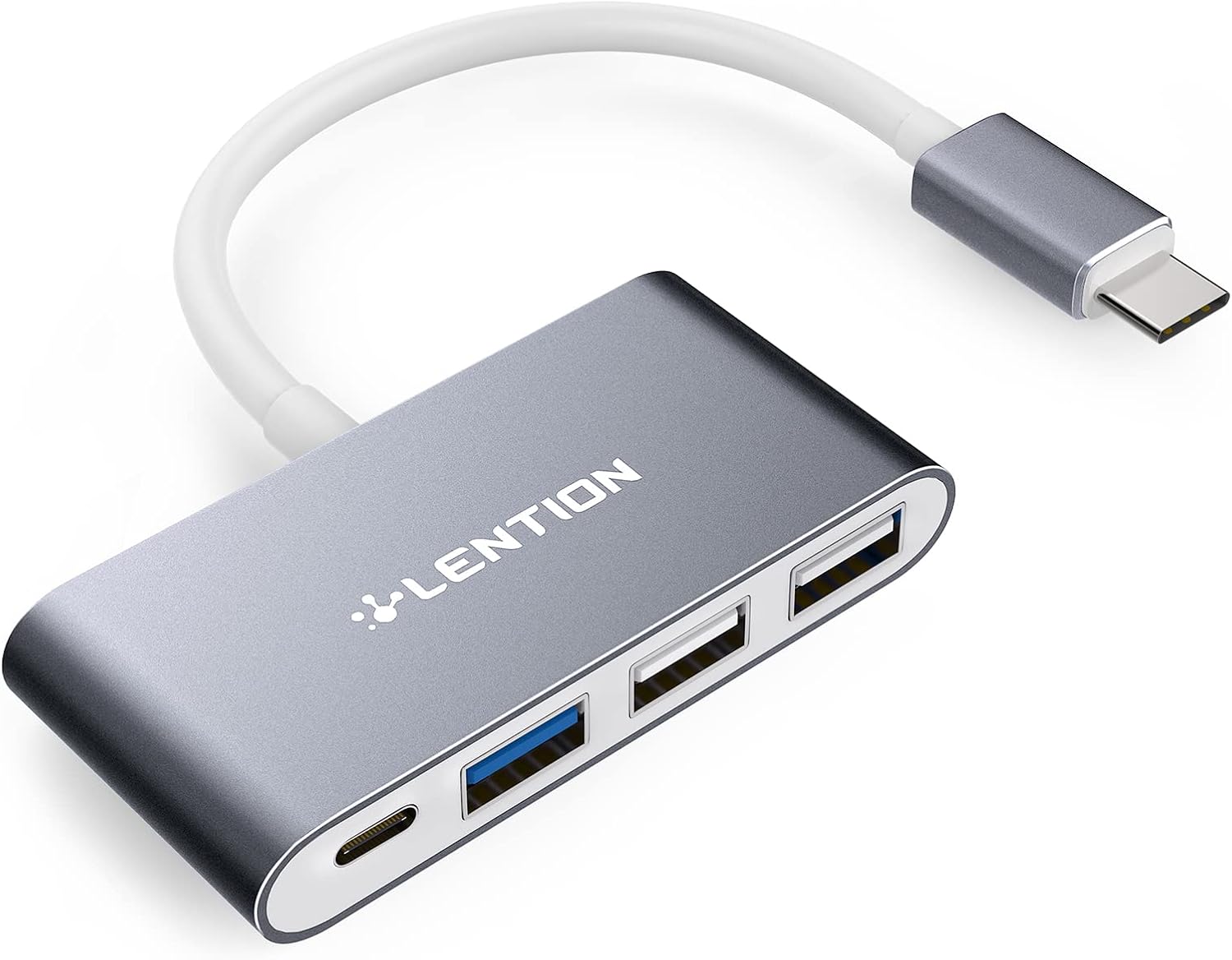 LENTION 4-in-1 USB-C Hub with Type C, USB 3.0, USB 2.0 Compatible 2023-2016 MacBook Pro 13/14/15/16, New Mac Air/Surface, ChromeBook, More, Multiport Charging  Connecting Adapter (C13, Space Gray) · v3