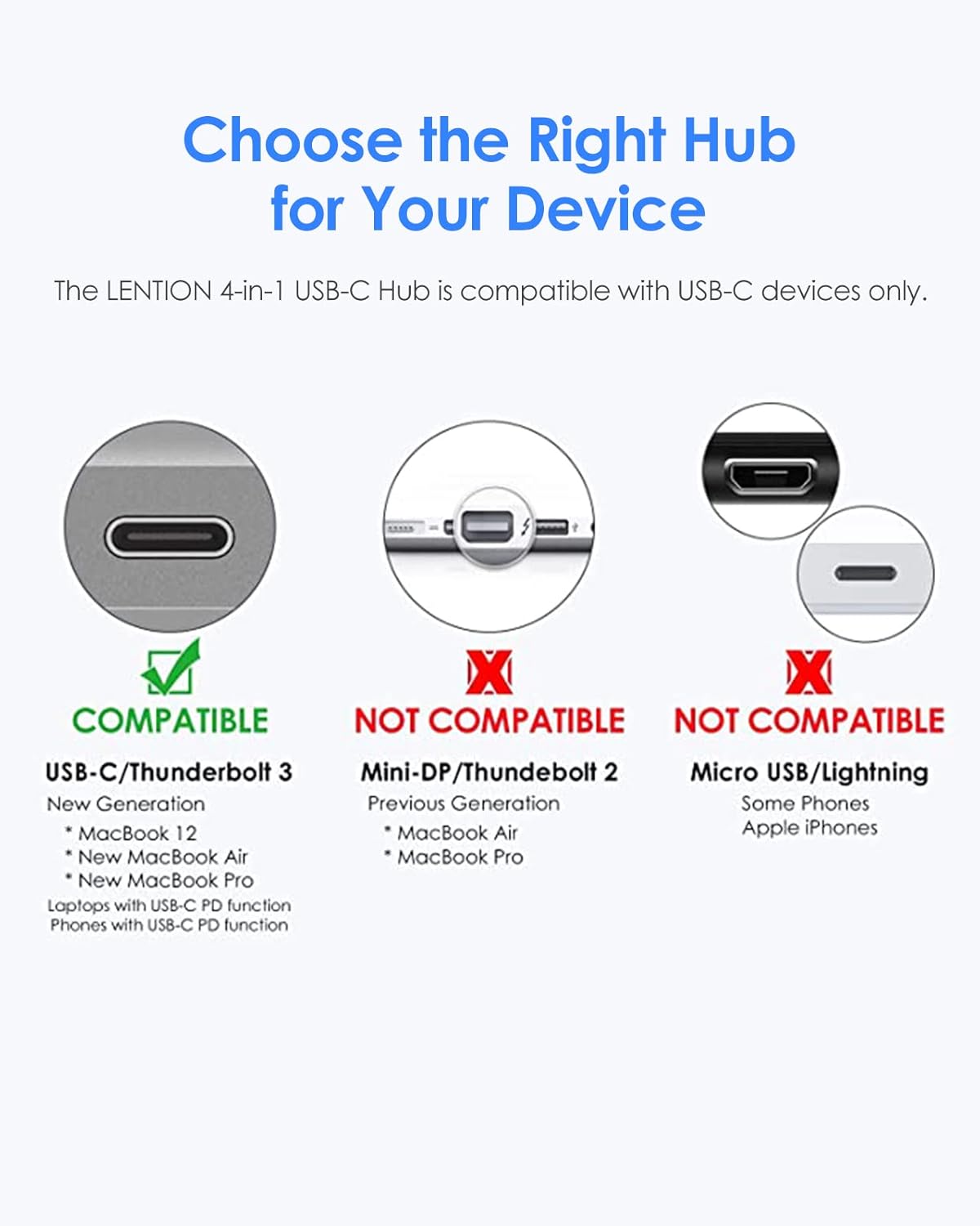 LENTION Hub USB-C 4-in-1 dengan Tipe C, USB 3.0, USB 2.0 Kompatibel dengan MacBook Pro 13/14/15/16 2023-2016, Mac Air/Surface Baru, ChromeBook, Lainnya, Adaptor Penghubung Pengisian Daya Multiport (C13, Space Grey)