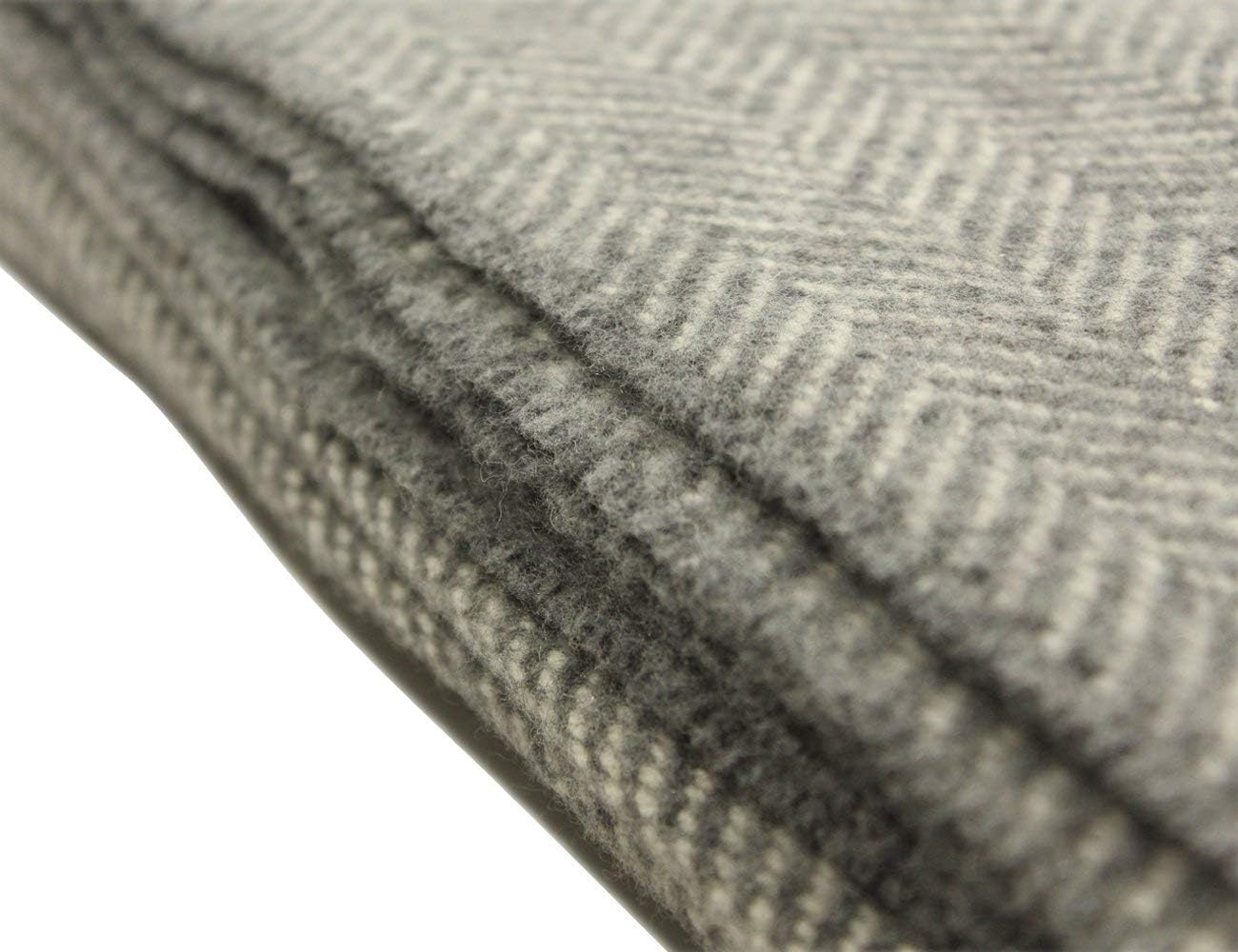 Grey Blanket - Woven in Ireland - Supersoft Cashmere and Fluffy Merino Wool - 6 ft x 4.5 ft Grey Wool Throw - Classic Herrignbone Pattern - Heirloom quality from Irish Artisan Weaving Mill · v2