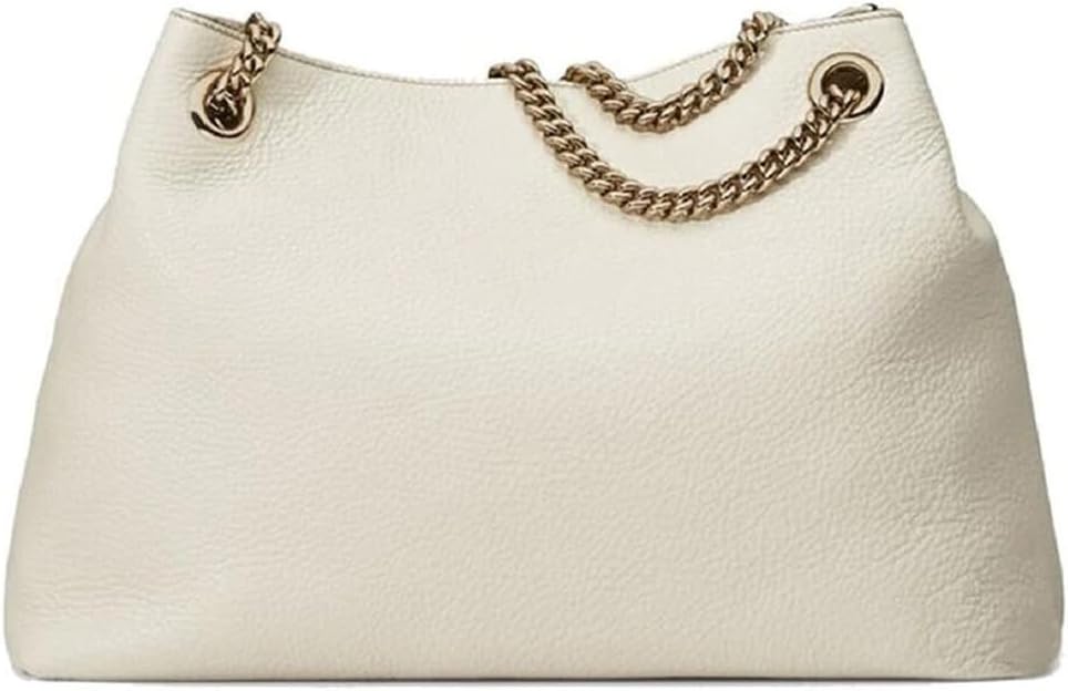 Gucci Soho Schultertasche aus Leder mit Kettenriemen für Damen, Größe L, Weiß