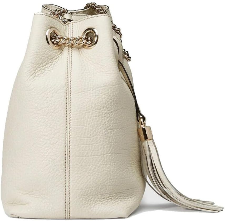 Gucci Soho Schultertasche aus Leder mit Kettenriemen für Damen, Größe L, Weiß