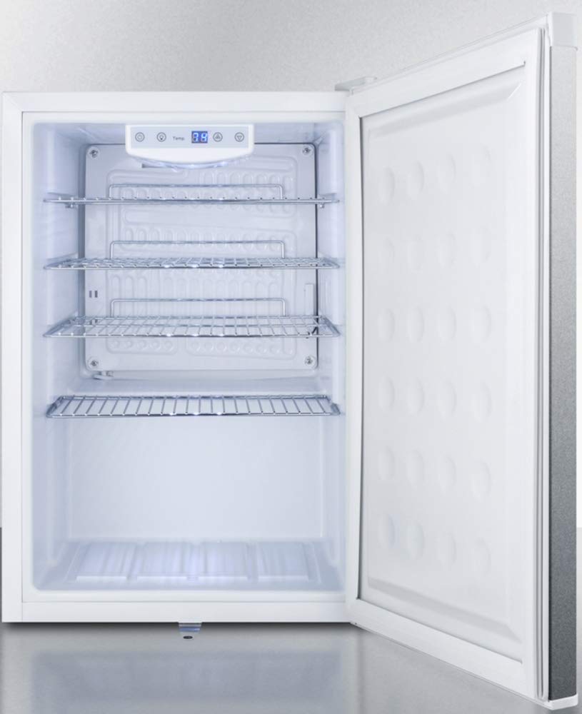 Summit Appliance FF31L7SS Komplett-Arbeitsplattenkühlschrank im kommerziellen Stil, weiße Außenseite mit Edelstahltür, werkseitig installiertem Schloss, Abtauautomatik und digitalem Thermostat