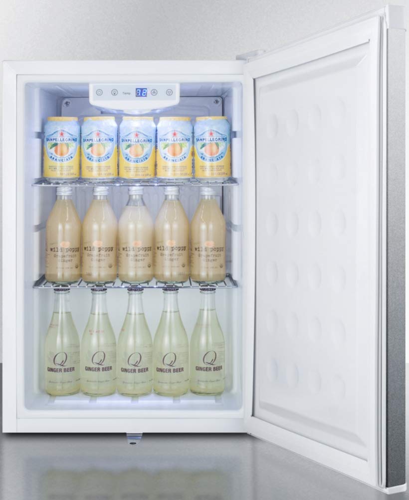 Summit Appliance FF31L7SS Komplett-Arbeitsplattenkühlschrank im kommerziellen Stil, weiße Außenseite mit Edelstahltür, werkseitig installiertem Schloss, Abtauautomatik und digitalem Thermostat