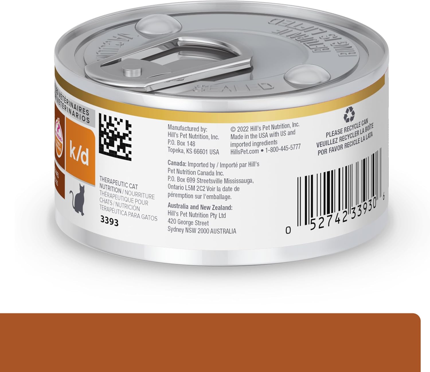 Nourriture humide pour chats Hills Prescription Diet k/d Kidney Care, ragoût de poulet et de légumes, régime vétérinaire, boîtes de 2,9 oz, paquet de 24