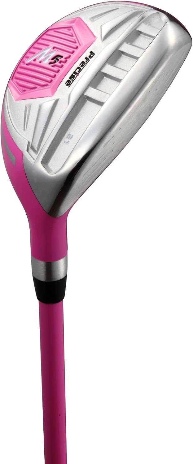 Set di mazze da golf M5 per mano destra Top Line da donna rosa, include: Driver, Wood, Hybrid, n. 5,6,7,8,9, ferri da stiro PW in acciaio inossidabile, putter, aste in grafite per ferri da stiro Woods, borsa con supporto e 3 copricapi