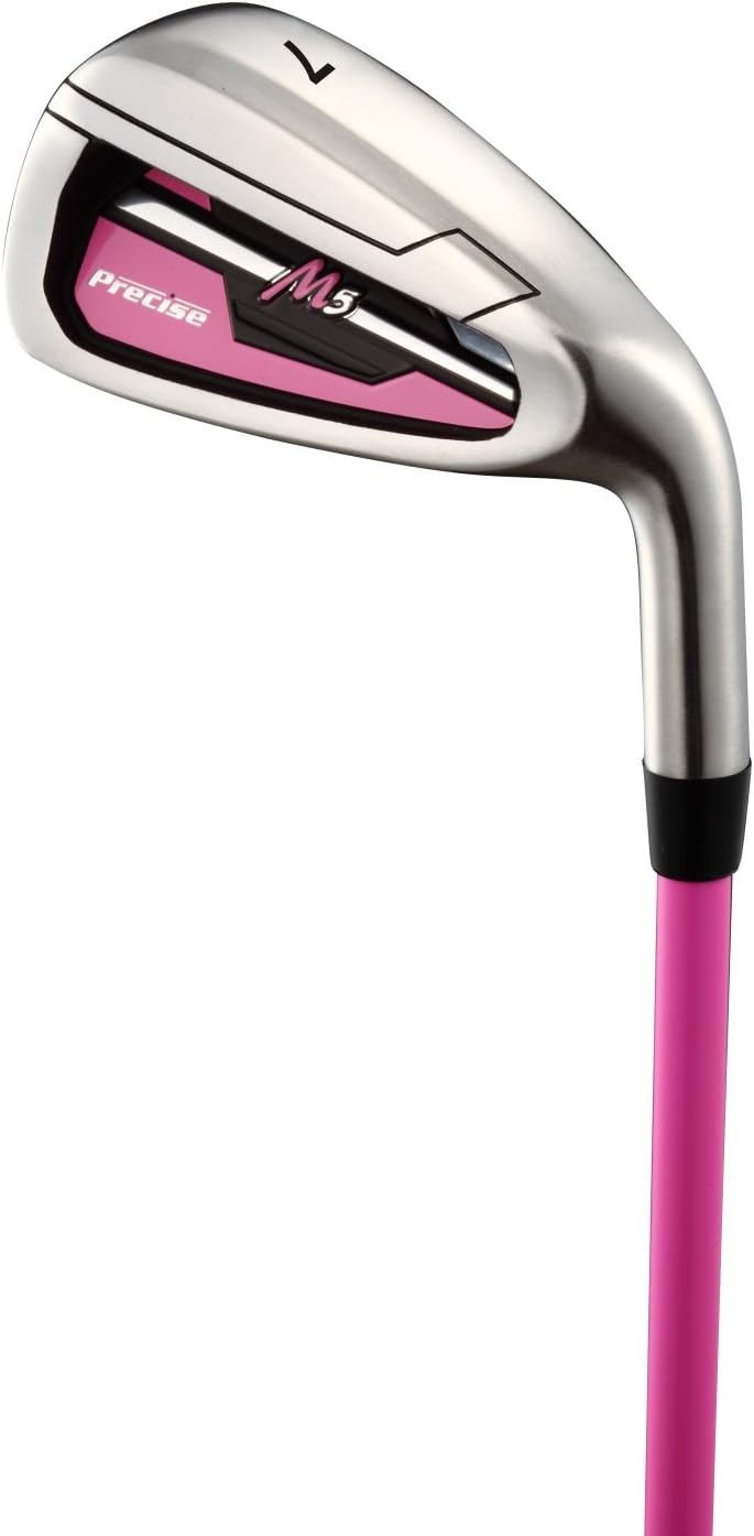 Set di mazze da golf M5 per mano destra Top Line da donna rosa, include: Driver, Wood, Hybrid, n. 5,6,7,8,9, ferri da stiro PW in acciaio inossidabile, putter, aste in grafite per ferri da stiro Woods, borsa con supporto e 3 copricapi