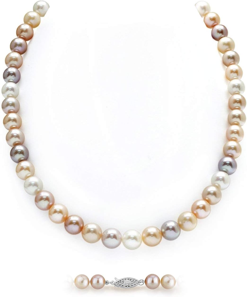 The Pearl Source Freshwater Pearl Necklace for Women - Pearl Strand Necklace | Multi-Color Pearl Necklace with Genuine Cultured Pearls Pearl Gifts for Christmas, Holidays and Anniversary · v2