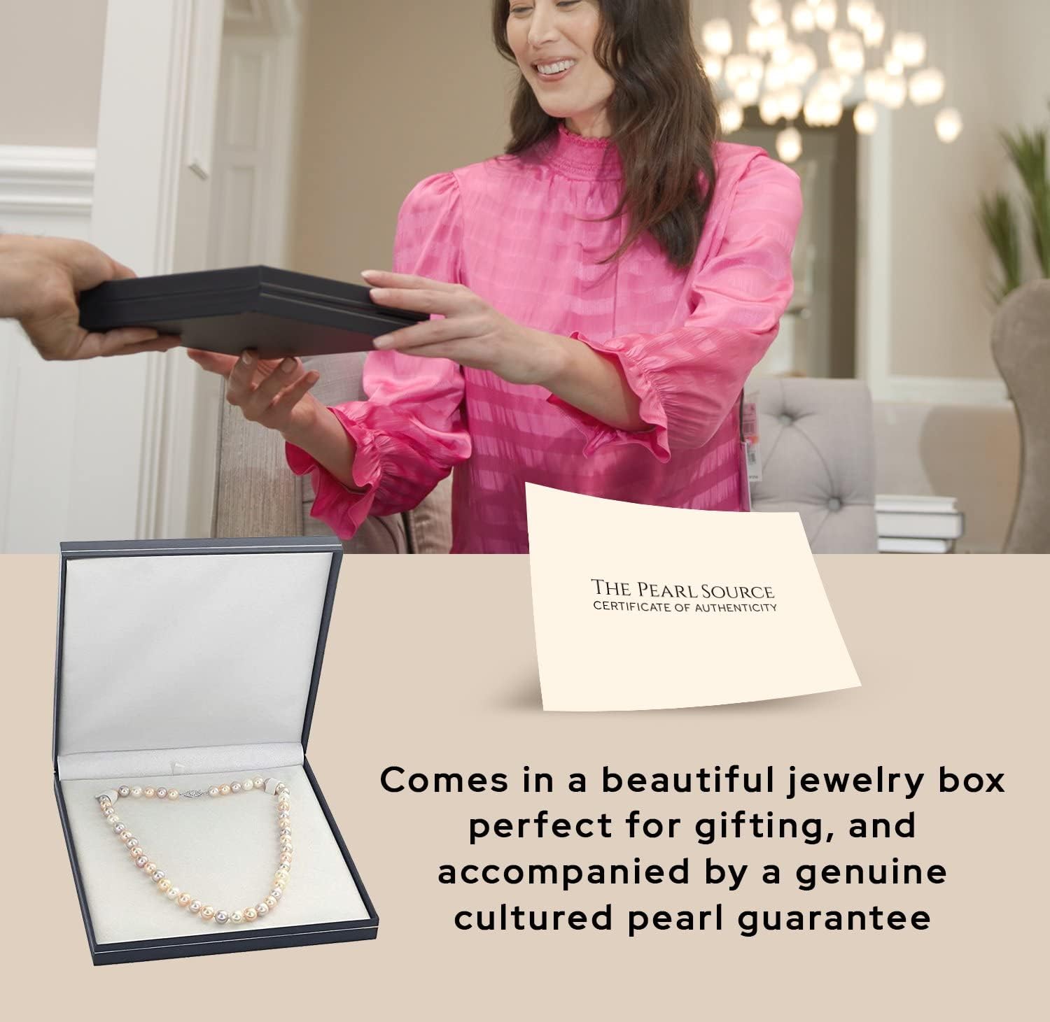 The Pearl Source Freshwater Pearl Necklace for Women - Pearl Strand Necklace | Multi-Color Pearl Necklace with Genuine Cultured Pearls Pearl Gifts for Christmas, Holidays and Anniversary · v2