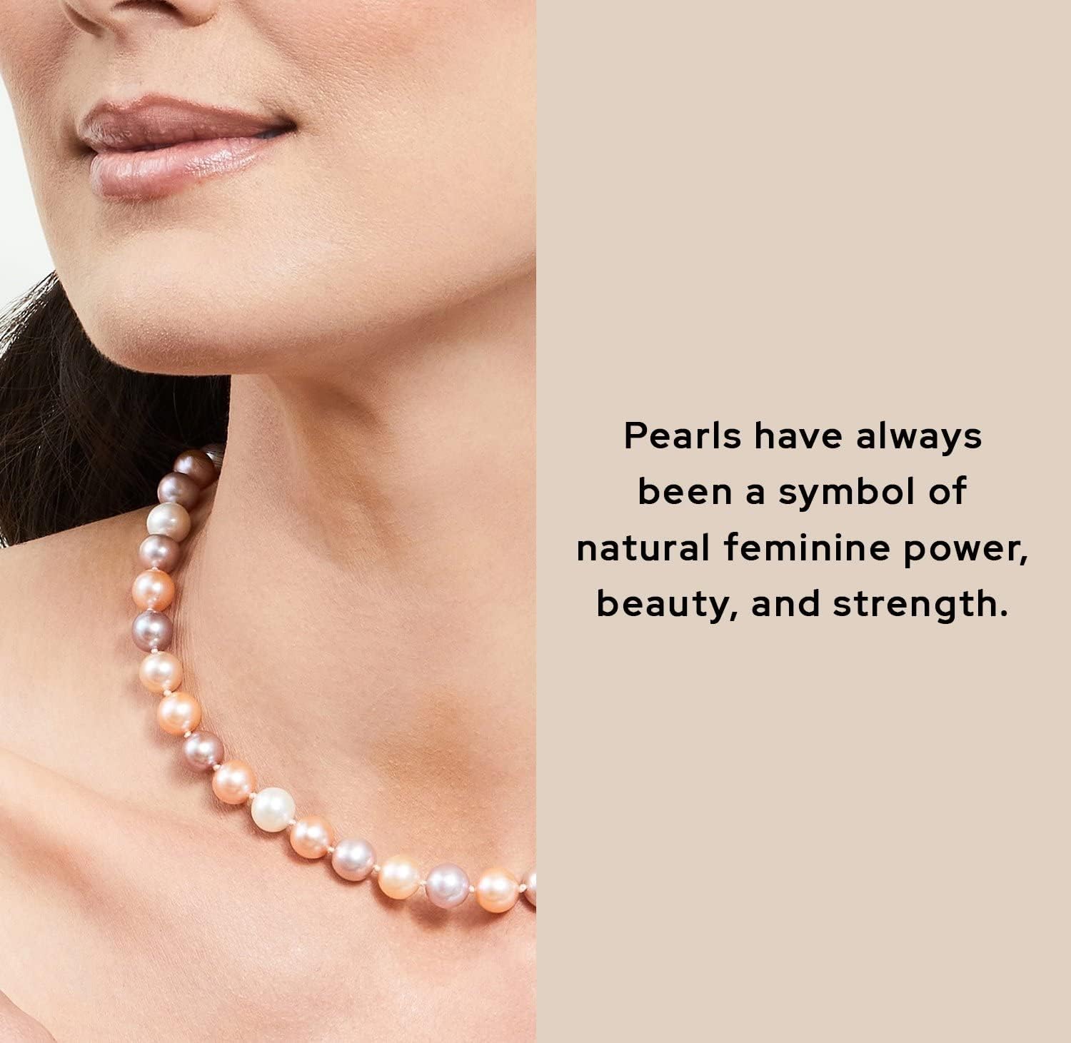 The Pearl Source Freshwater Pearl Necklace for Women - Pearl Strand Necklace | Multi-Color Pearl Necklace with Genuine Cultured Pearls Pearl Gifts for Christmas, Holidays and Anniversary · v2