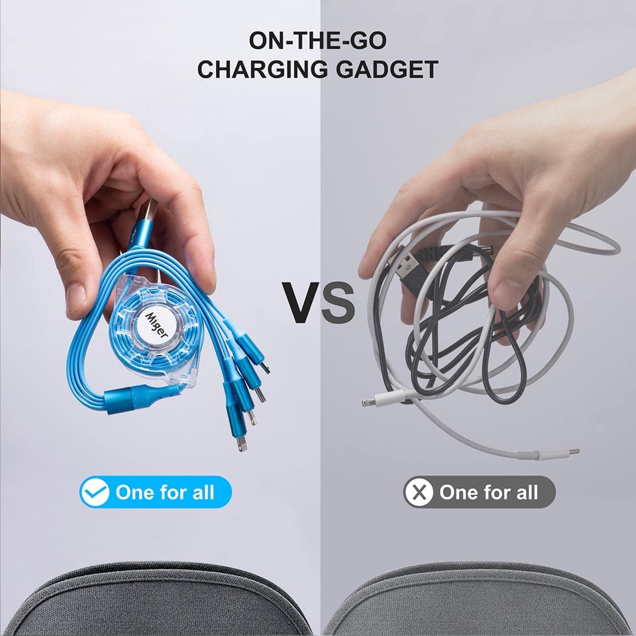 Multi Charging Cable,2Pack 4Ft Retractable USB Charger Cord 4 in 1 Fast Chargers for Multiple Devices with Lightning/Type C/Micro USB Port for Cell Phones,iPhone,iPad,Samsung Galaxy,PS,Tablet,More · v2