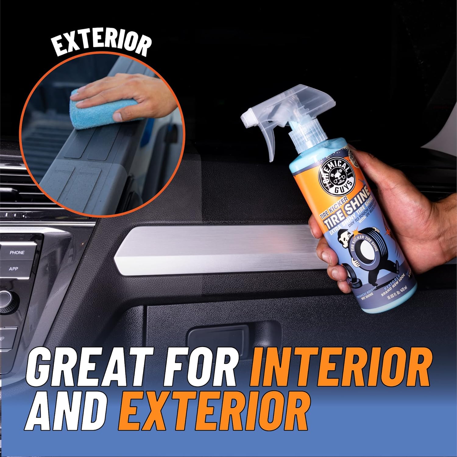 Chemical Guys TVD11316 Tire Kicker Sprayable Extra Glossy Tire Shine (Works on Rubber, Vinyl  Plastic) Safe for Cars, Trucks, Motorcycles, RVs amp; More, 16 fl oz · v3