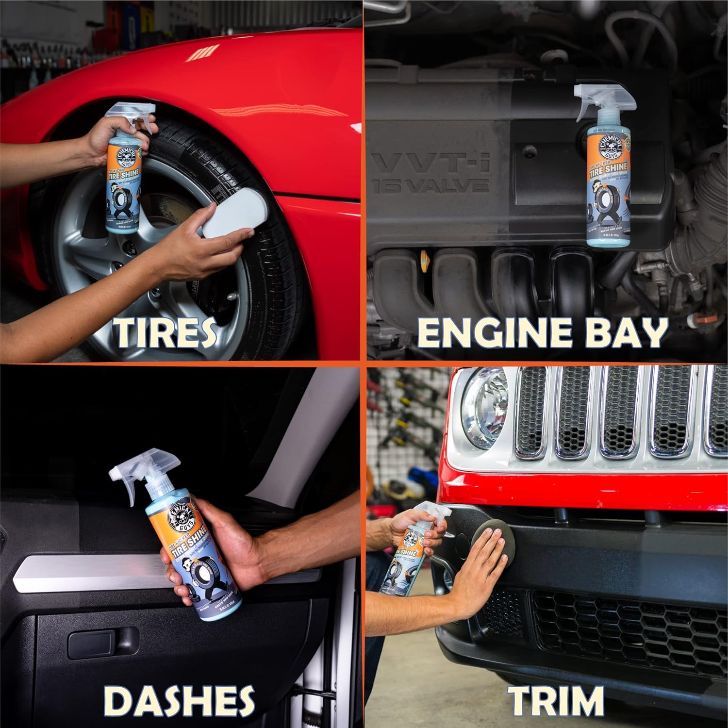Chemical Guys TVD11316 Tire Kicker Sprayable Extra Glossy Tire Shine (Works on Rubber, Vinyl  Plastic) Safe for Cars, Trucks, Motorcycles, RVs amp; More, 16 fl oz · v3