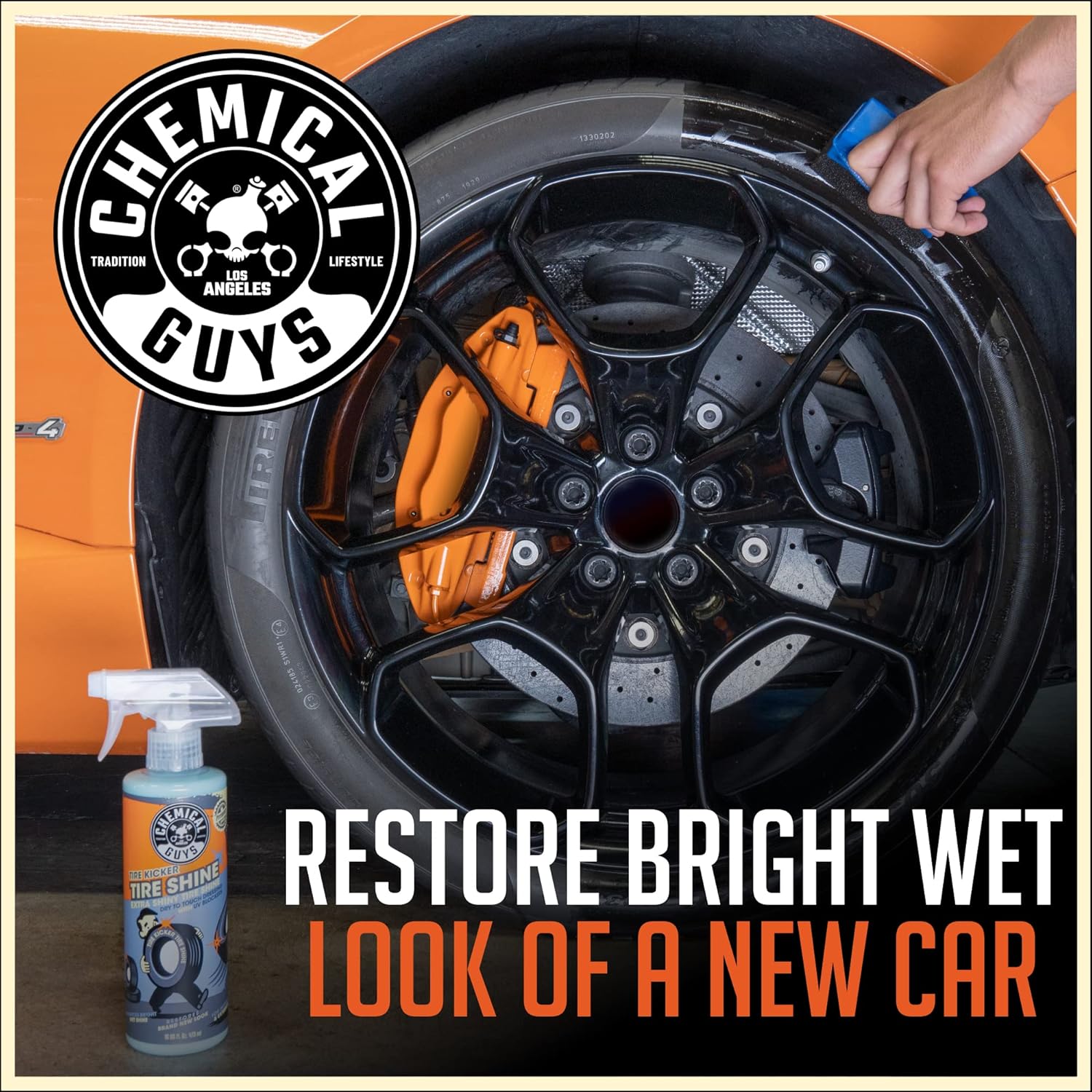 Chemical Guys TVD11316 Tire Kicker Sprayable Extra Glossy Tire Shine (Works on Rubber, Vinyl  Plastic) Safe for Cars, Trucks, Motorcycles, RVs amp; More, 16 fl oz · v3