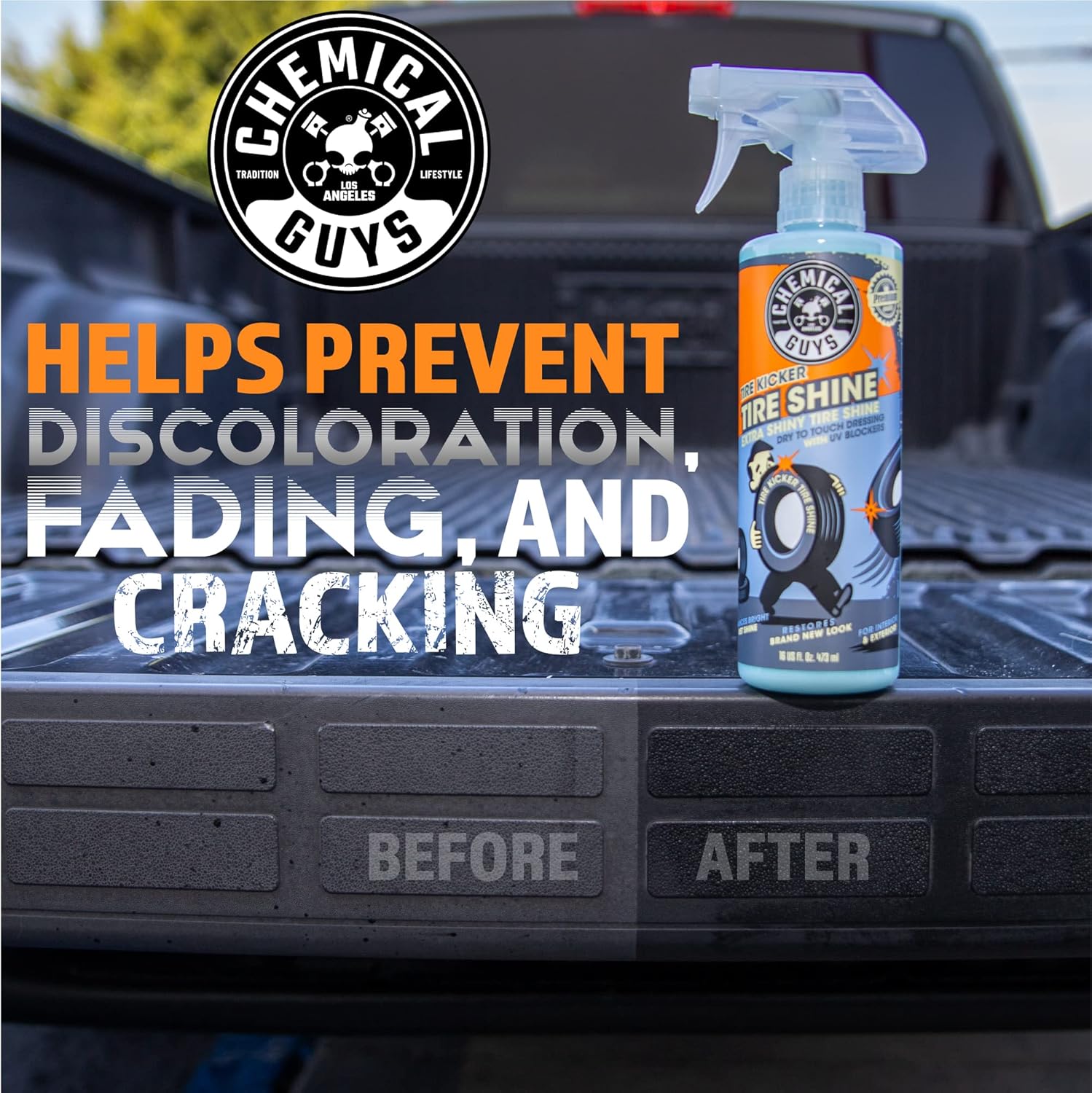 Chemical Guys TVD11316 Tire Kicker Sprayable Extra Glossy Tire Shine (Works on Rubber, Vinyl  Plastic) Safe for Cars, Trucks, Motorcycles, RVs amp; More, 16 fl oz · v3