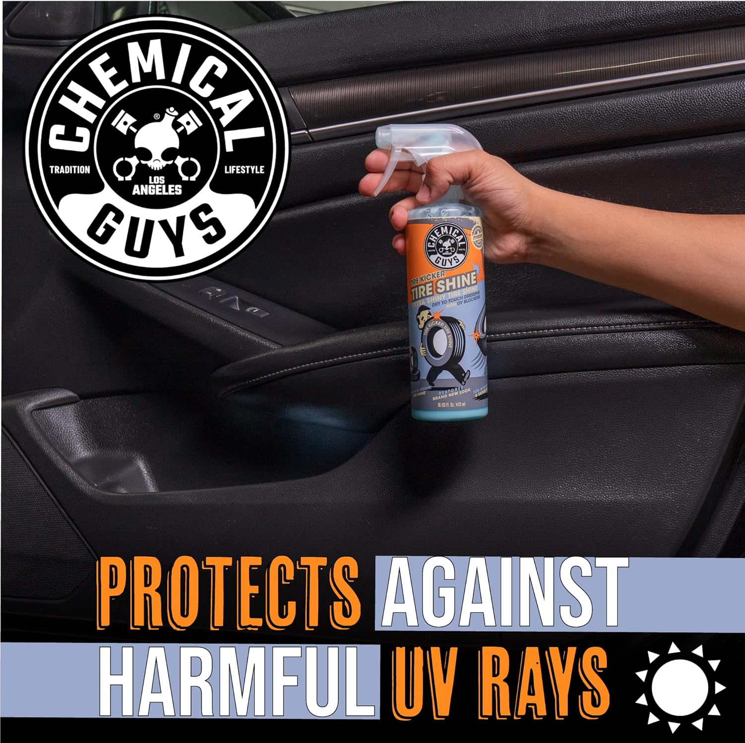 Chemical Guys TVD11316 Tire Kicker Sprayable Extra Glossy Tire Shine (Works on Rubber, Vinyl  Plastic) Safe for Cars, Trucks, Motorcycles, RVs amp; More, 16 fl oz · v3