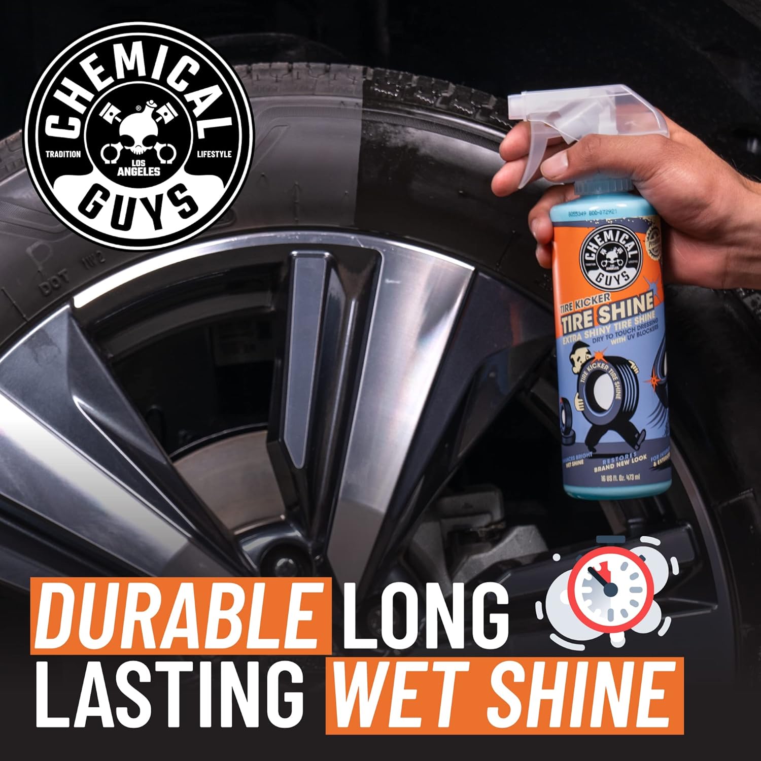 Chemical Guys TVD11316 Tire Kicker Sprayable Extra Glossy Tire Shine (Works on Rubber, Vinyl  Plastic) Safe for Cars, Trucks, Motorcycles, RVs amp; More, 16 fl oz · v3