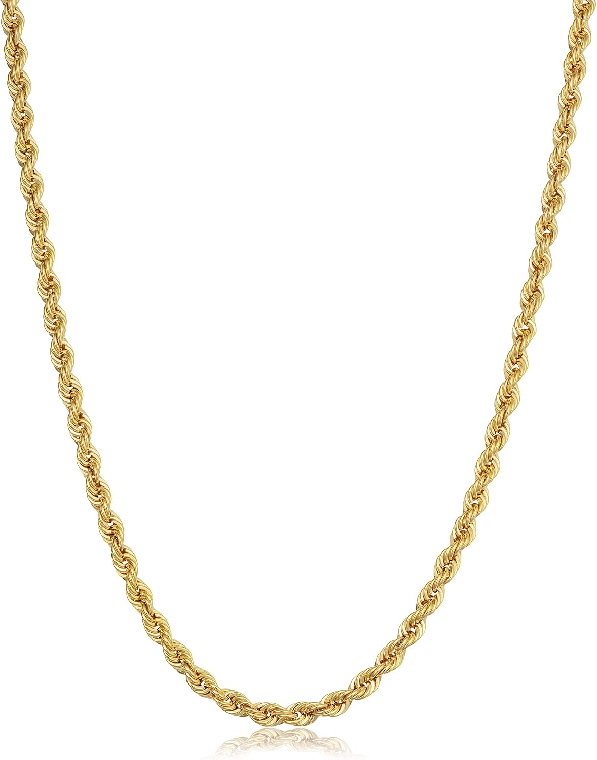 Kooljewelry 10k Yellow Gold Rope Chain Necklace For Men And Women (choose from 1.5mm, 1.8mm, 2.6mm, 3.2mm, 3.8mm or 4.8mm. size from 16 until 30 inches long) · v2
