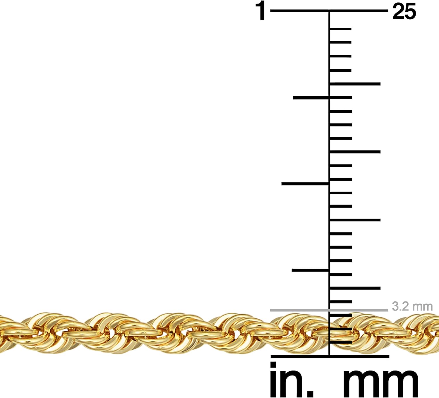 Kooljewelry 10k Yellow Gold Rope Chain Necklace For Men And Women (choose from 1.5mm, 1.8mm, 2.6mm, 3.2mm, 3.8mm or 4.8mm. size from 16 until 30 inches long) · v2