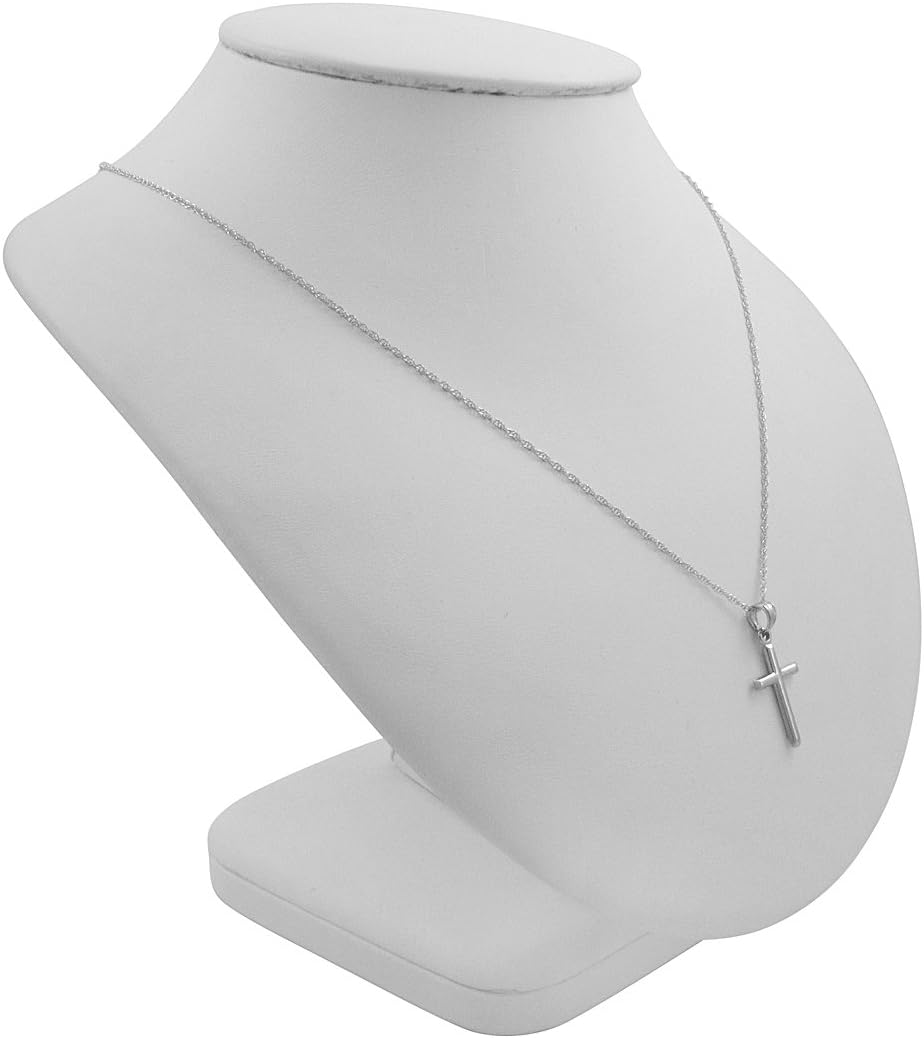 Amanda Rose Collection 14K White Gold Petite Cross Pendant Necklace on a 14K White Gold Chain (18 or 20 inch) · v4