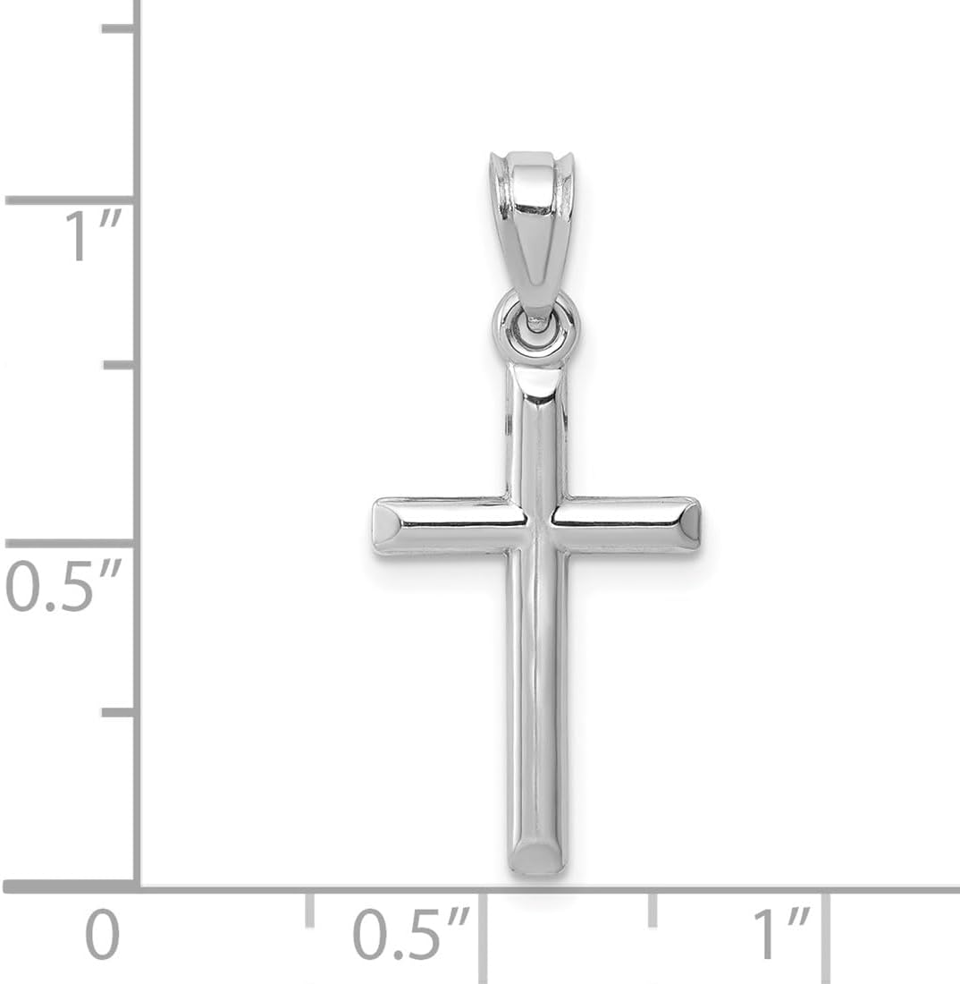 Amanda Rose Collection 14K White Gold Petite Cross Pendant Necklace on a 14K White Gold Chain (18 or 20 inch) · v4