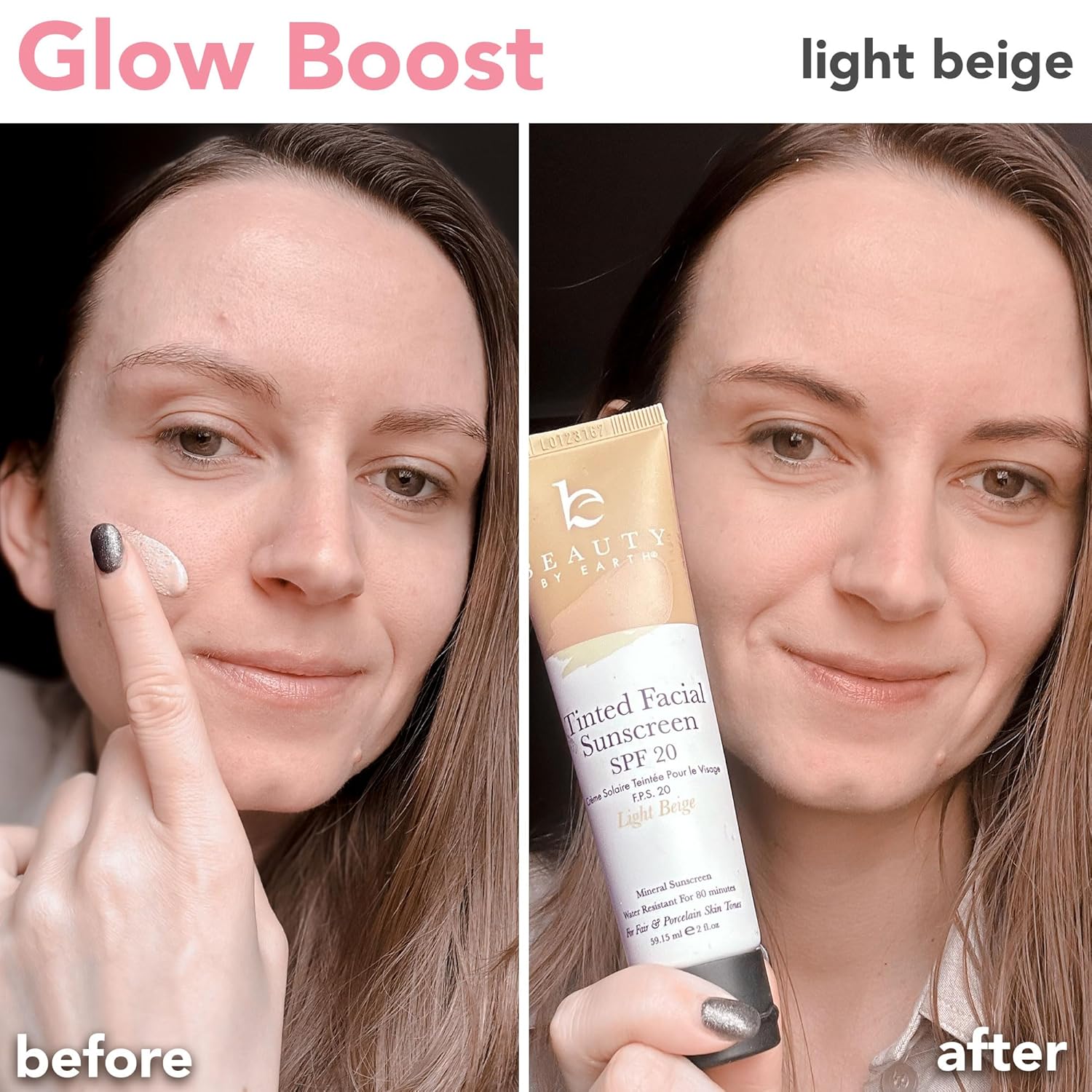 Tinted Sunscreen for Face - SPF 20 With Natural Organic Ingredients Broad Spectrum Sunblock Lotion, Tinted Moisturizer Zinc Oxide Sunscreen Face for Skincare, Facial Sunscreen (Light Beige) · v2
