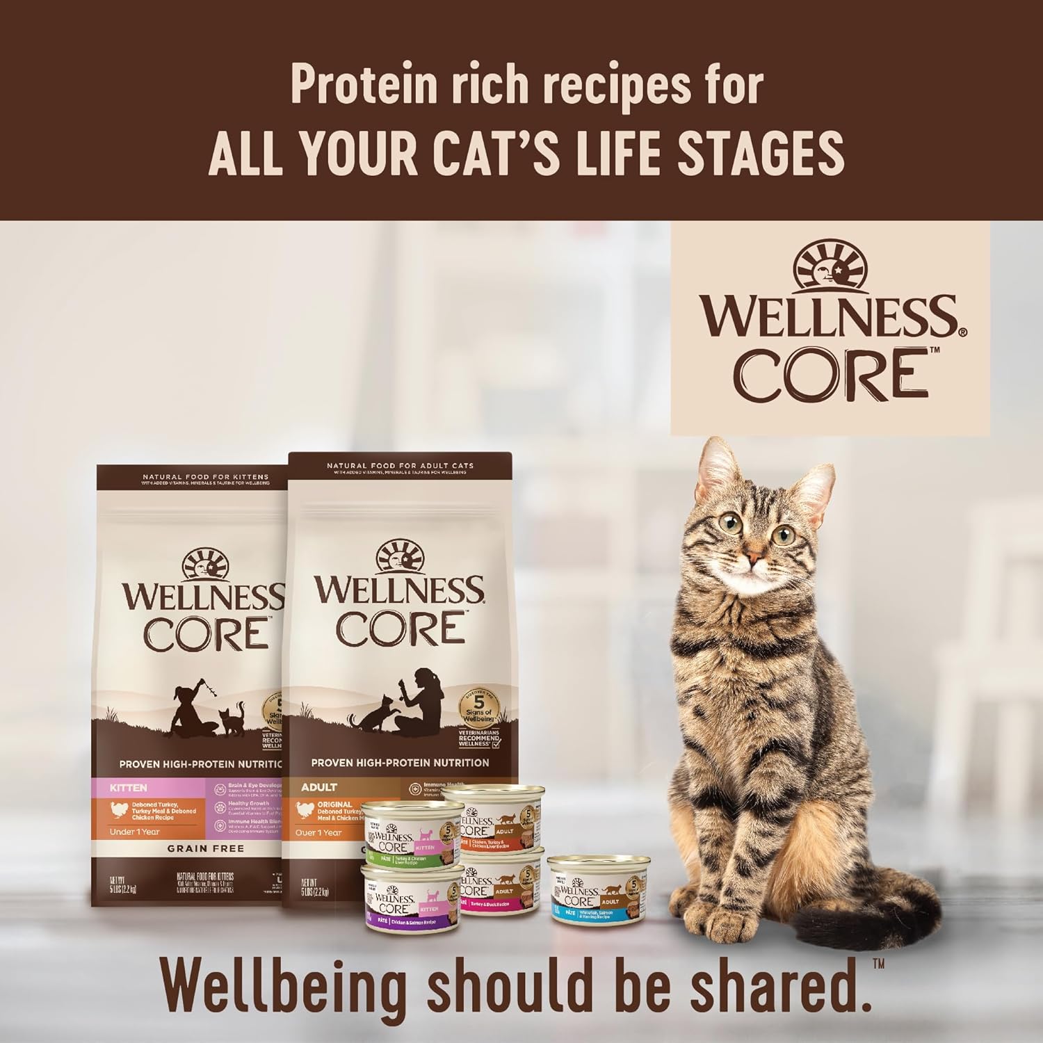 Cibo umido per gatti Wellness CORE senza cereali, cibo naturale in scatola per gatti, a base di vera carne (patè di anatra e tacchino, lattine da 3 once, confezione da 12)