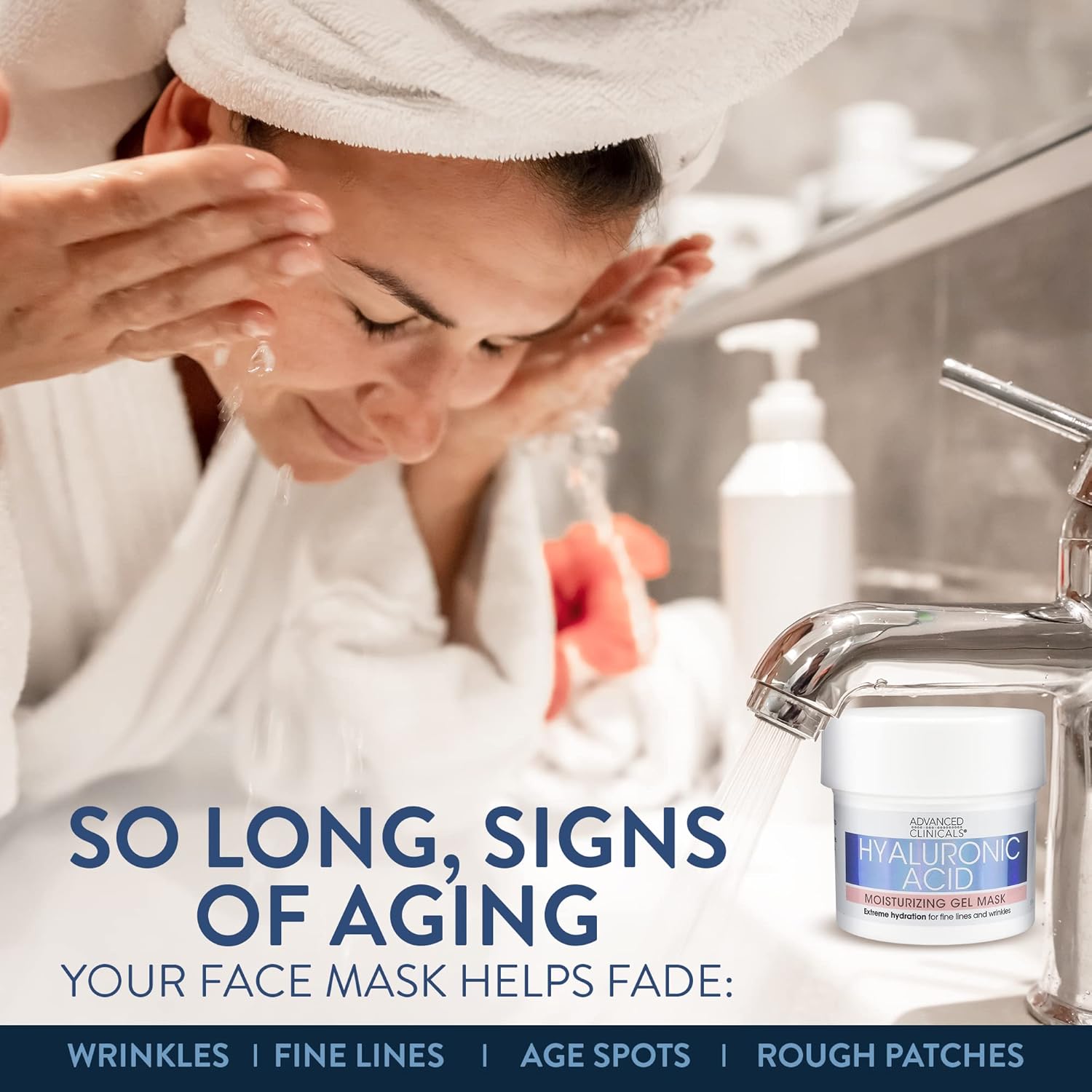 Advanced Clinicals Hyaluronic Acid Gel Facial Mask Skin Care Treatment, Brightening, Hydrating Anti Aging Face Mask  Moisturizer Helps Transform Dry Skin W/Collagen, Chamomile, amp; Aloe Vera, 5 Fl Oz