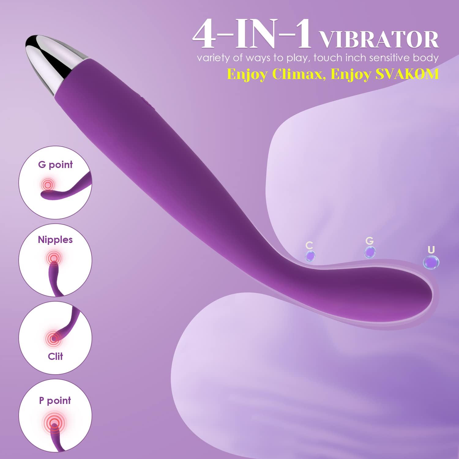 Vibratore SVAKOM Coco G Spot - 8 Seconds to Climax Vibes impermeabili a forma di dito per donna - Massaggiatori personali per clitoride e capezzoli a 5 * 5 vibrazioni - Sex Toys per donne per adulti