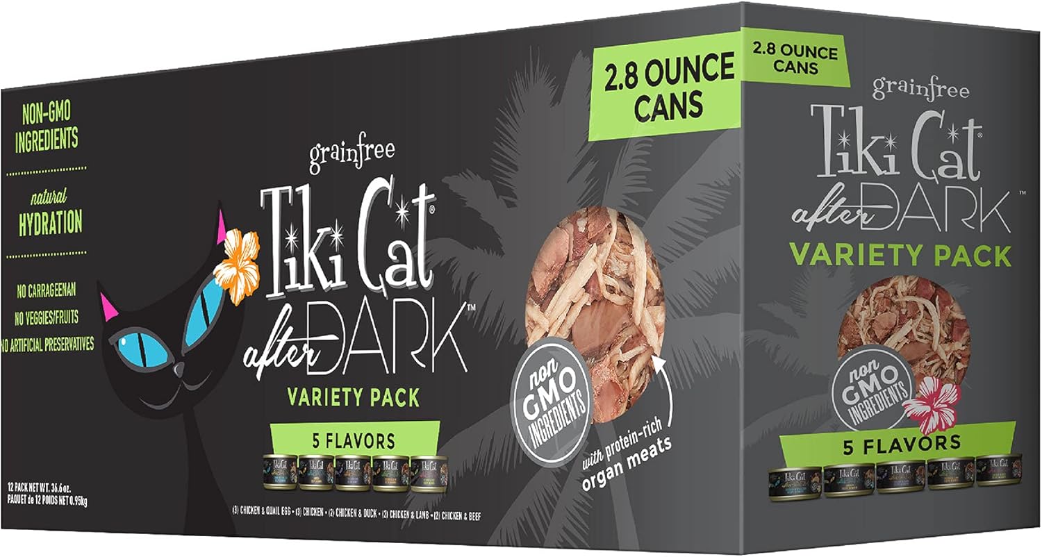 After Dark, emballage varié, ingrédients riches en protéines et 100 % sans OGM, nourriture humide pour chats adultes, boîtes de 2,8 oz (lot de 12)