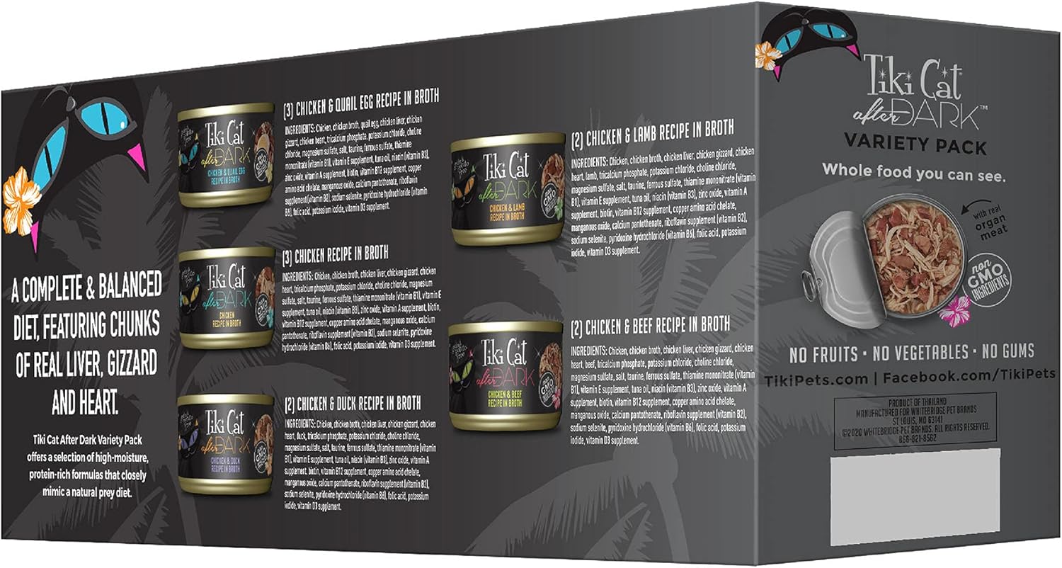 After Dark, emballage varié, ingrédients riches en protéines et 100 % sans OGM, nourriture humide pour chats adultes, boîtes de 2,8 oz (lot de 12)