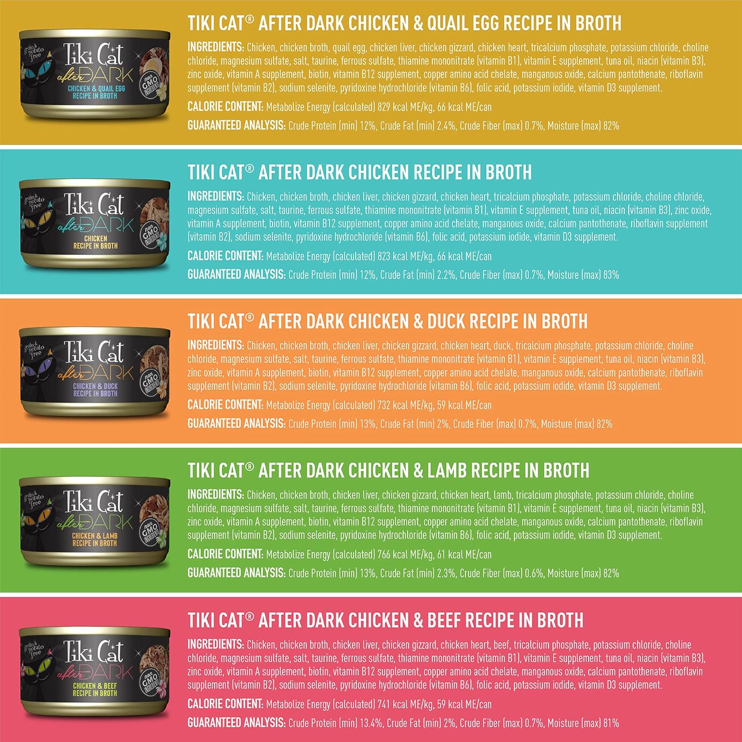 After Dark, emballage varié, ingrédients riches en protéines et 100 % sans OGM, nourriture humide pour chats adultes, boîtes de 2,8 oz (lot de 12)