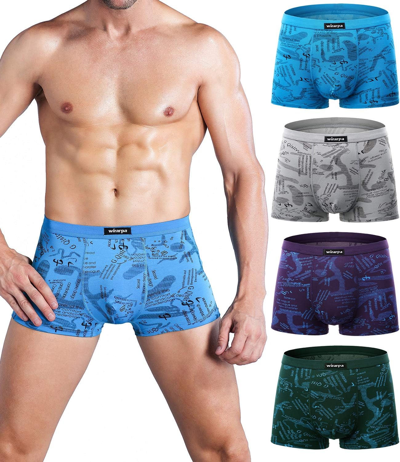 wirarpa Mens Breathable Modal Microfiber Trunks Underwear Covered Band Multipack