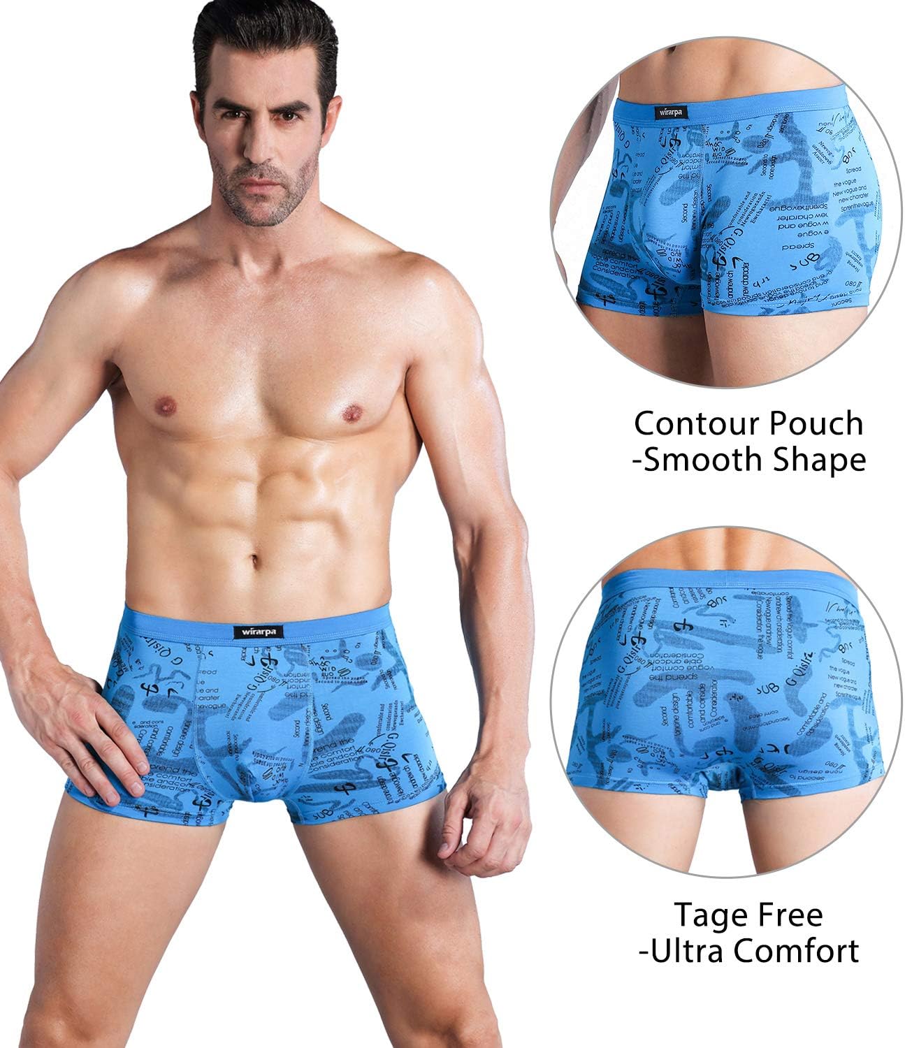 wirarpa Mens Breathable Modal Microfiber Trunks Underwear Covered Band Multipack