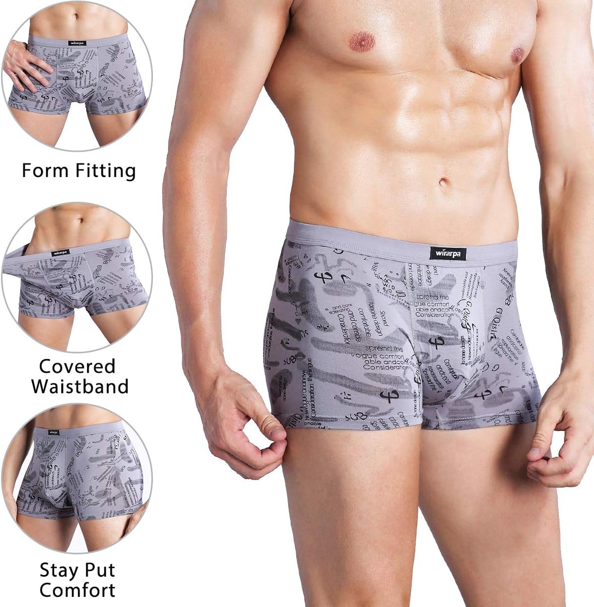 wirarpa Mens Breathable Modal Microfiber Trunks Underwear Covered Band Multipack