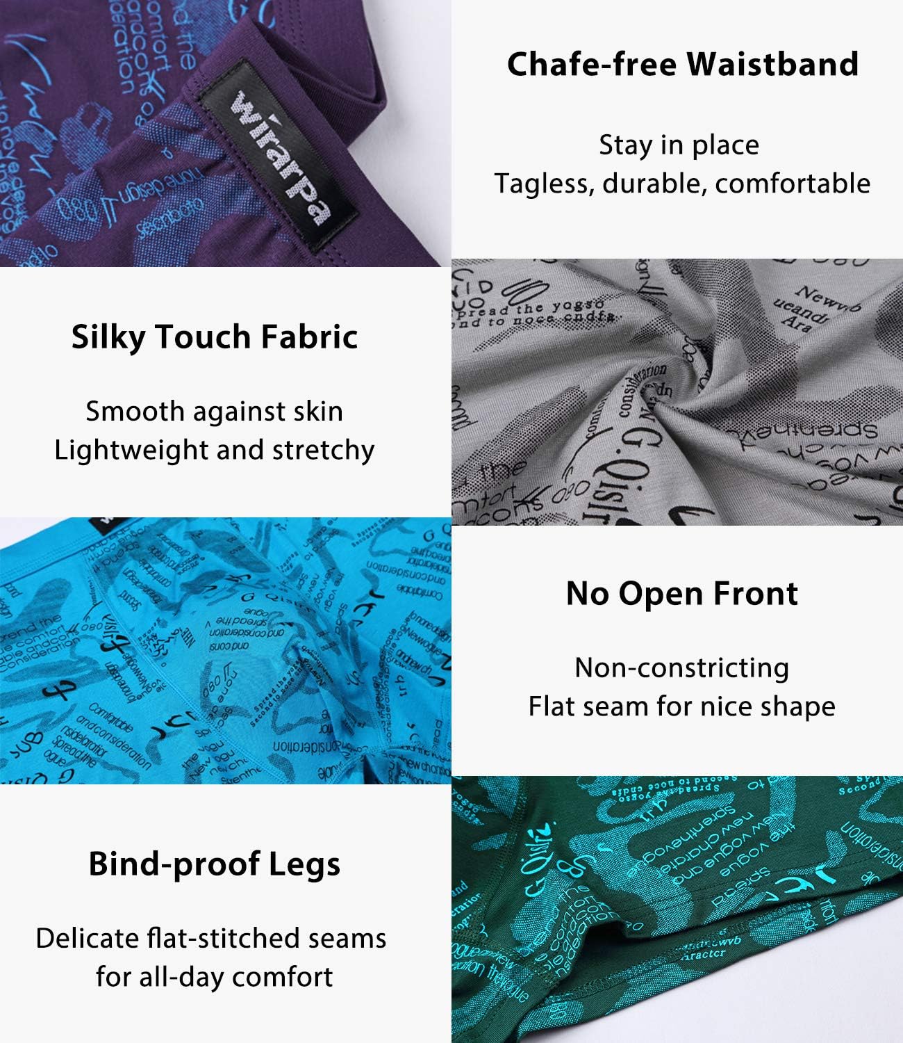 wirarpa Mens Breathable Modal Microfiber Trunks Underwear Covered Band Multipack